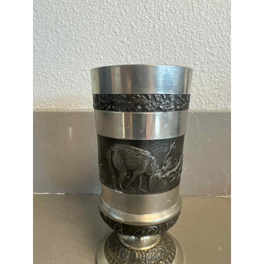Vintage Wilton Armetale Tankard Goblet Cup Wildlife Deer & Tree Relief